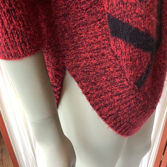 Express Women’s Sweater Red Aztec Geometric Wool Blend 3/4 Sleeve Size Small - Picture 4 of 8